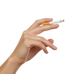 Hand Holding a Cigarette isolated on white transparent background, PNG  