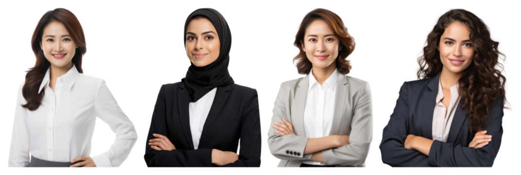 PNG Confident diverse professional women, element set on transparent background