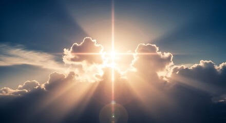 Radiant Sunrise Through Clouds.