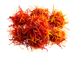 Naklejka premium Cluster of vibrant red saffron threads isolated on transparent background