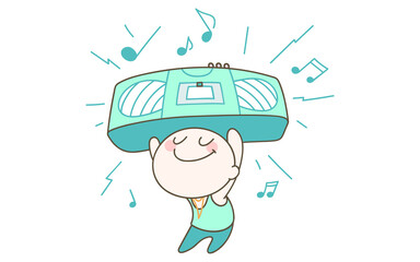 Flat Vector Illustration of a Retro Boombox or Music Player