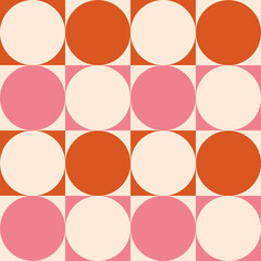  Retro Circle Block Pattern in Orange & Pink