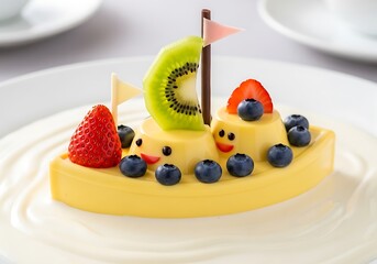 Fruit Dessert Ship Shaped Kids Food.