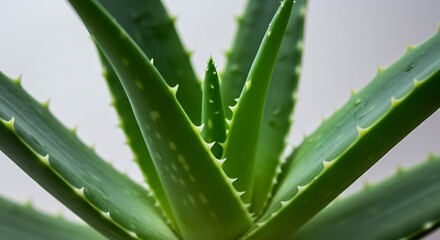 Fototapeta premium Close up of aloe vera plant with spiky leaves and natural green color