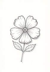 Elegant Black and White Flower Illustration.