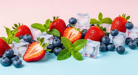 Fresh Berries and Ice Cubes.