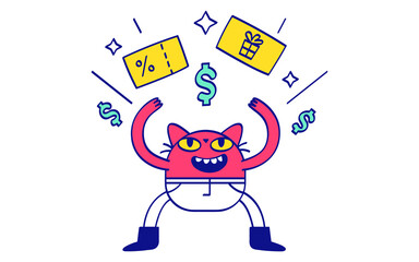 Flat Vector Illustration of Discount Coupons and Vouchers