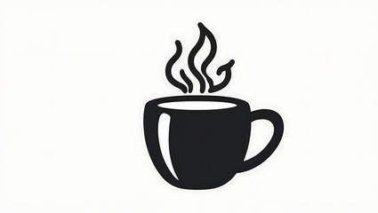 Obraz premium Coffee Cup With Steam: Cozy Morning Beverage Icon for Cafe, Kitchen, or Breakfast.