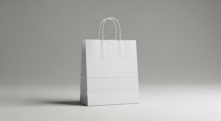 Blank White Paper Shopping Bag.