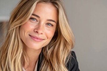 Fototapeta premium Smiling woman with long blonde hair