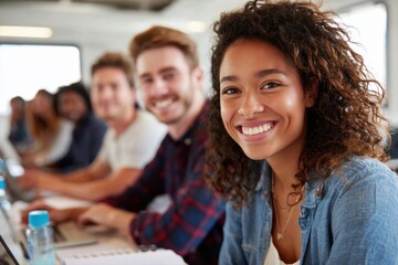 Obraz premium Young adults engaged in classroom learning