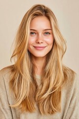 Fototapeta premium Elegant portrait of a woman with long blonde hair