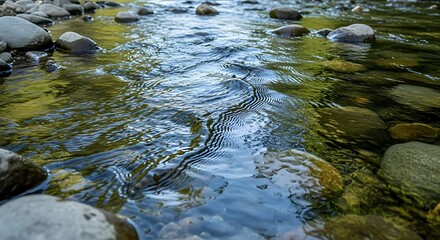 Clear Stream Flowing Over Rocks.
