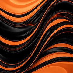 Abstract Orange and Black Wavy Design.