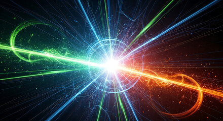 Bright colorful energy lines swirling in abstract motion.