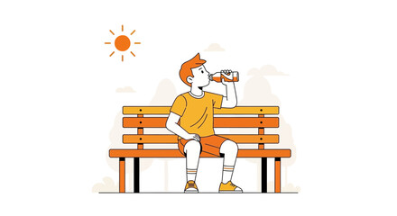 A Young Person Refreshing With a Beverage While Relaxing on a Park Bench in Daytime