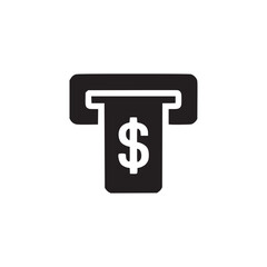 Vector art of a dollar bill being dispensed from an atm, , represents easy access to cash and financial transactions, symbolizing convenience and banking services in modern finance and technology