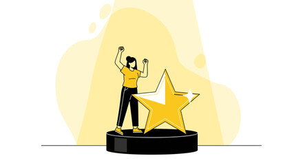 Achieve Greatness, Victory Celebration, Success and Triumph Concept, Excellent Prize