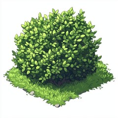 Pixel Tree Bush Shrub Plant Isolated Retro 8bit 16bit Pixelated Nature Video Game Asset