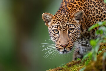 Fototapeta premium Close-up of a leopard in its natural habitat