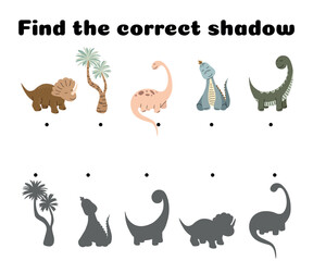 Find the Dinosaur Shadow – Matching Worksheet