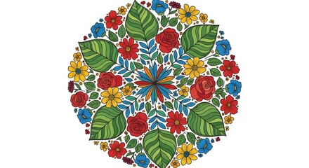 Vibrant floral mandala illustration representing nature and harmony