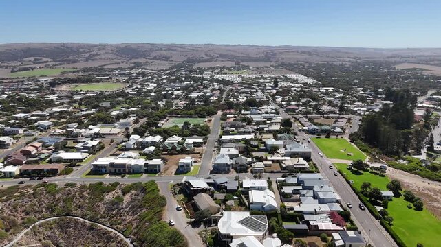 Freeman Lookout and Port Elliot, South Australia&ndash;4K Aerial Drone Footage of Coastal Town, Low Densisty Houses, Estates, Coast of Australia, near Victor Harbor