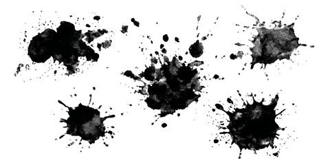 ink blots and splats. detailed ink splats Hyperrealistic Highly Detailed Isolated On Transparent Background	