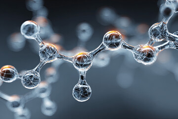 Futuristic molecule with glowing atoms