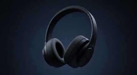 Sleek black wireless headphones on dark background