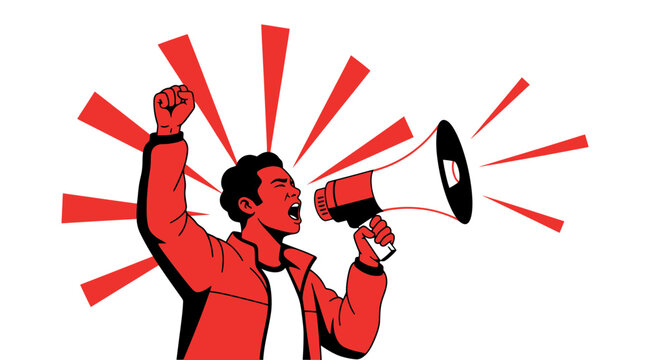 Bold Protest Illustration Displaying Advocacy, Rallying, and Public Declarations
