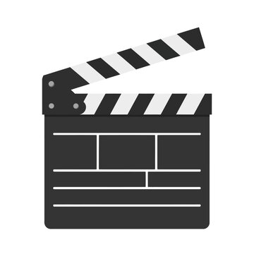Classic black and white film clapperboard for movie production and filmmaking, symbolizing action and cinema