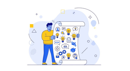 Brainstorming Process Design: A Man Unveiling Fresh Concepts and Strategic Ideas