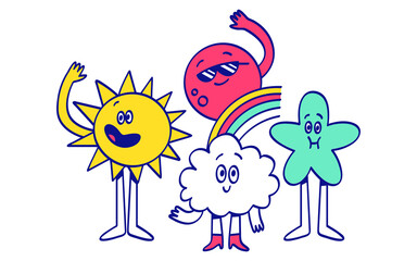 Flat Vector Illustration of a Happy Company Team for About Us Page