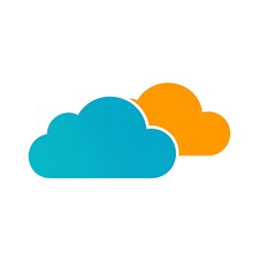Fototapeta premium Two stylized clouds, teal and orange