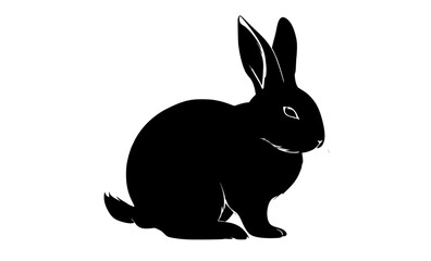 a black silhouette of a rabbit on a plain transparent backgroundanimal, black, profile, rabbit, sit 