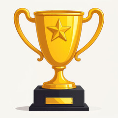 Shining Golden Trophy with Star Emblem on Dark Base, Symbolizing Victory, Award, Achievement, and Success for Sports, Competitions, or Corporate Recognition
