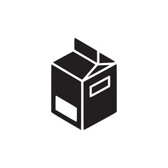 Illustration of a black milk carton, ideal for representing themes of food, beverage, and nutrition in a simple and modern style