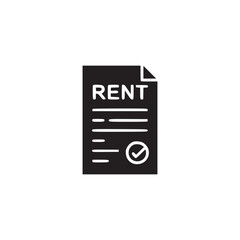 Vector art of rent agreement document icon symbol of rental contract, lease, or property management vector illustration of a rent agreement with a checkmark, representing approval or completion
