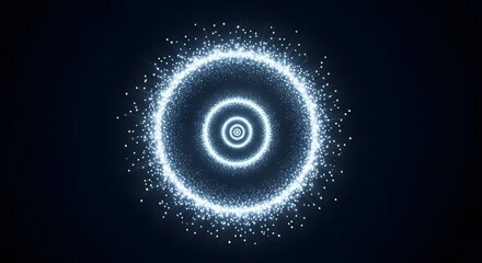 Glowing White Concentric Circles of Light Particles Motion Background