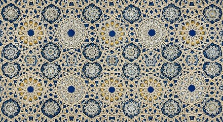 Intricate Mosaic Pattern with Geometric and Floral Motifs