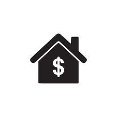 Vector art of a house icon with a dollar sign inside, the icon represents real estate, finance, or investment related to housing, with a simple and clean design