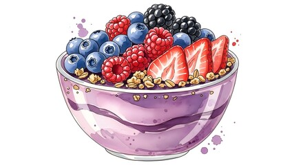Vibrant acai bowl with fresh berries and granola for healthy breakfast
