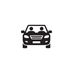 Vector art of silhouette of two people in a car, this minimalist vector illustration represents travel, companionship, and adventure ideal for designs related to transportation and road trips