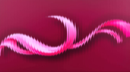 Vibrant pink abstract wave with sharp edges flows dynamically across a deep magenta background creating a modern, energetic visual.