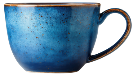 Deep blue ceramic mug with a smooth finish and speckled design showcasing craftsmanship and elegance in kitchenware
