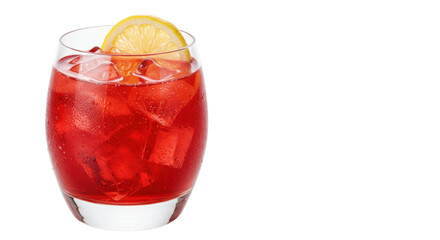 Refreshing red cocktail with ice and lemon isolated, a vibrant drink for summer parties and celebrations