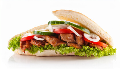 Kebab Sandwich On White Background