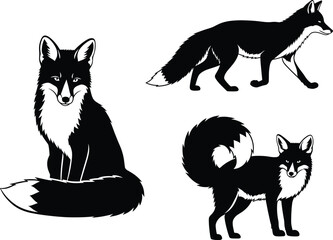 Obraz premium Fox Vector on White – Minimalist Animal IllustrationFox Vector on White Minimalist Animal Illustration