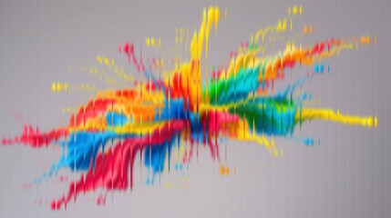 Vibrant paint explosion creates dynamic abstract art with energetic motion and vivid colors